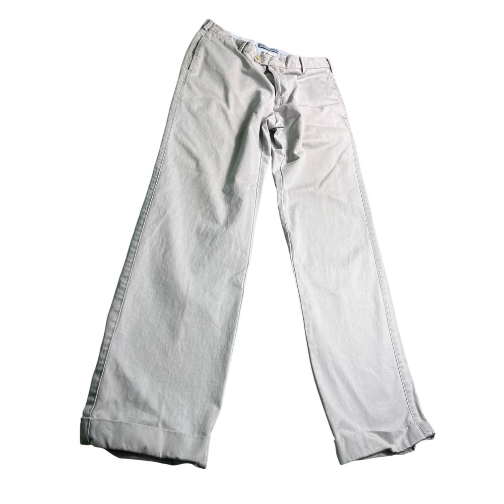 Peter Millar Mens 33x30 Chino Pants Light Gray Flat Front Classic Fit Golf